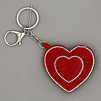 Мягкая игрушка "Двойное сердце" со стразами, на брелоке, 7 см, цвет красный
