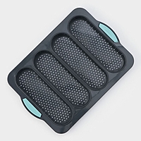 Форма для выпечки с перфорацией "Хлеб" 4 ячейки 34,5х23,5х2,5 см (20х6,2х2,4 см), цвет серый   98140