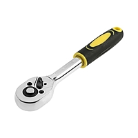 Вороток с трещоткой ТУНДРА, CrV, квадрат 1/4", 2К рукоятка, 24 зуба, 150 мм