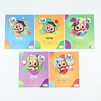 Тетрадь 12 листов в косую линейку "Учись на 5+", обложка мелованный картон, блок №1, 5 видов МИКС 10