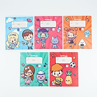 Тетрадь 12 листов в линию  "ТокаБока", обложка мелованный картон, блок №2, 5 видов МИКС