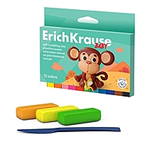 Пластилин мягкий 12 цветов, 180 г, ErichKrause "Baby", на растительно основе, с Алоэ Вера , европодвес