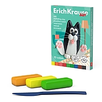 Пластилин мягкий (восковой) 10 цветов, 130 г, ErichKrause "Baby", со стеком, на растительно основе, с Алоэ Вера , европодвес