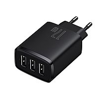 Сетевое зарядное устройство Baseus, 3USB, 3 А, 17W, чёрное