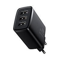 Сетевое зарядное устройство Baseus, 3USB, 3 А, 17W, чёрное