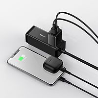 Сетевое зарядное устройство Baseus, 2USB, 2.1 А, 10.5W, чёрное