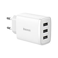 Сетевое зарядное устройство Baseus, 3USB, 3 А, 17W, белое