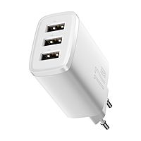 Сетевое зарядное устройство Baseus, 3USB, 3 А, 17W, белое