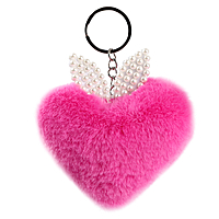 Брелок "Сердечко" с ушками, 7 см, цвет фуксия
