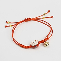 Браслет "Котик" нэко, цвет красный в золоте