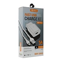 Сетевое зарядное устройство BYZ U40, 1 USB, 18 Вт, 5 А, кабель USB - Lightning, 1 м,PD,белый