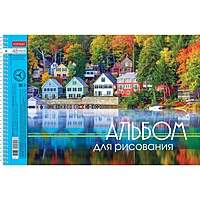 Альбом для рисования А4, 48 листов на гребне "Очарование природы", обложка мелованный картон, тиснение, блок 100 г/м2, МИКС