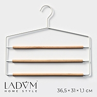 Вешалка оргазайзер для ремней и шарфов LaDо́m «Wood», 11,5×23,5×1,1 см, цвет белый