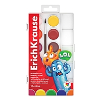 Акварель 12цв пластик ErichKrause Jolly Friends, с палитрой и кистью, в коробке