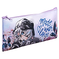 Пенал мягкий, 1 отделение, 108 х 205 мм, плоский, Calligrata ПМП 01-20 "Аниме" голубой