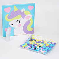 Игрушка пластик Набор для творчества Картина помпошками Единорог