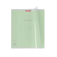 Тетрадь 12 листов в клетку ErichKrause "Классика CoverPrо", пластиковая обложка, зелёная