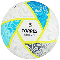 Мяч футб. "TORRES Match" арт.F323975, р.5, 32 панел. PU, 4 под. слоя, руч. сшив.,бел-сер-гол 1034864