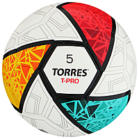 Мяч футб. "TORRES T-Pro" арт.F323995, р.5, 14 панел. PU-Microf, 4 сл, термосшив, бело-мульт