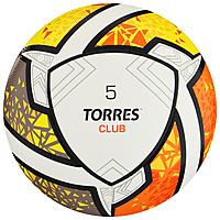 Мяч футб. "TORRES Club" арт.F323965, р.5, 10 панели. PU, гибрид. сшив, бел-оранж-желт