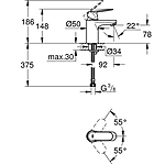 Смеситель для раковины GROHE Eurosmart Cosmopolitan 32824000