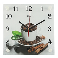 Часы настенные квадратные "Чашка с кофейными зернами", 25х25 см микс