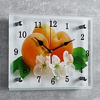Часы настенные прямоугольные "Абрикосы с цветами", 20х25 см микс