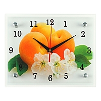 Часы настенные прямоугольные "Абрикосы с цветами", 20х25 см микс