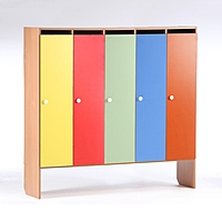 Шкаф для одежды 1496х340х1420 (5-мест), ЛДСП, корпус бук, фасады цветные