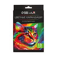 Карандаши 18 цветов в картонной коробке, грифель d -3мм, 5B, TOP Calligrata