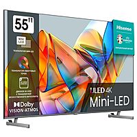 Телевизор HISENSE 55U6KQ, 55", 3840x2160,DVB-T2/C/S2,HDMI 3,USB 2,m-LED,Smart TV,черный
