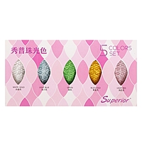 Краски акварельные перламутровые 5 цветов + кисть в пластиковой коробке  PG-5