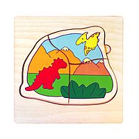 Пазл Мир динозавров деревянный многоуровневый