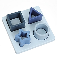 Развивающая игрушка - сортер «Изучаем фигуры», пищевой силикон, цвет голубой, Mum&Baby