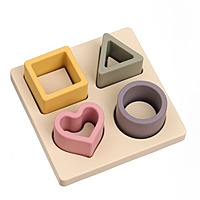 Развивающая игрушка - сортер «Изучаем фигуры», пищевой силикон, цвет бежевый, Mum&Baby