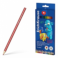 Карандаши 12 цветов ErichKrause Jolly Friends шестигранные, пластиковые с европодвесом