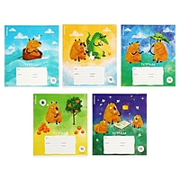Тетрадь 12 листов в линейку ErichKrause Capybara Travel, обложка мелованный картон, блок офсет, 5В, микс