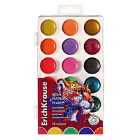 Акварель 18 цветов ErichKrause Safari Neon+Pastel+Pearl с европодвесом