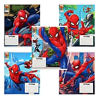 Тетрадь 12 листов, 5 видов МИКС, клетка, Человек-паук