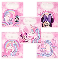 Тетрадь 12 листов, 5 видов МИКС, линейка, Минни маус и Единорог