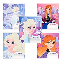 Тетрадь 12 листов, 5 видов МИКС, клетка, Холодное сердце