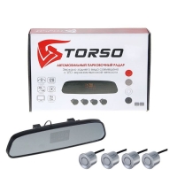 Парктроник TORSO TP-402, 4 датчика, зеркало заднего вида с LED-экраном, 12 В, серебристые