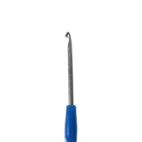 Крючок для вязания металлический, с пластиковой ручкой, d=3мм, 12,5см, цвет синий