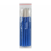 Крючок для вязания металлический, с пластиковой ручкой, d=3мм, 12,5см, цвет синий