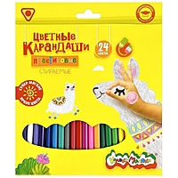 Карандаши 24 цвета "Каляка-Маляка" СТИРАЕМЫЕ, с ластиком, трехгранные, пластиковый корпус
