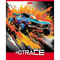 Тетрадь 40 листов в клетку "Горячие гонки", обложка мелованный картон, блок офсет 65г/м2, МИКС