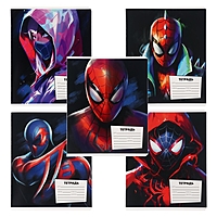 Тетрадь 18 листов, линейка, 5 видов МИКС, Человек-паук