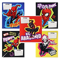 Тетрадь 18 листов, линейка, 5 видов МИКС, Человек-паук