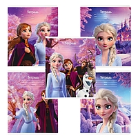 Тетрадь 18 листов, клетка, 5 видов МИКС, Холодное сердце