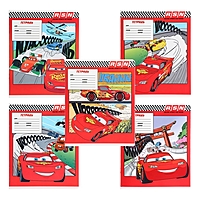 Тетрадь 12 листов, 5 видов МИКС, косая линия, Тачки